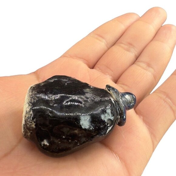 Studio Art Pottery Miniature Penguin Figurine Bird Wearing A Black Hat Signed - Picture 8 of 10